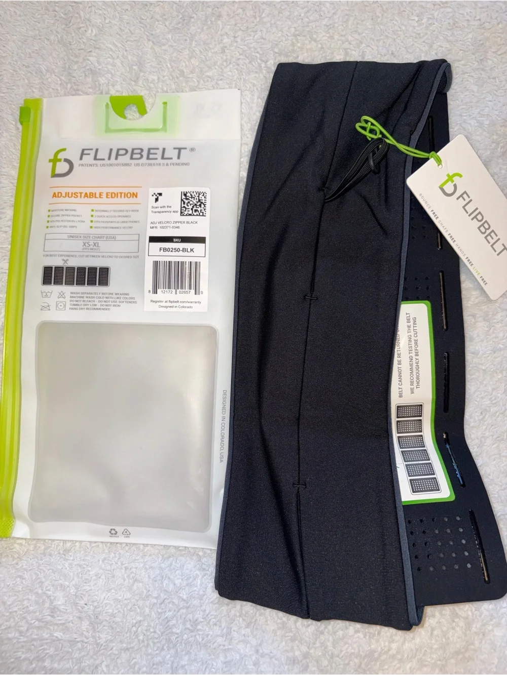 FlipBelt Adjustable Running Belt - Black